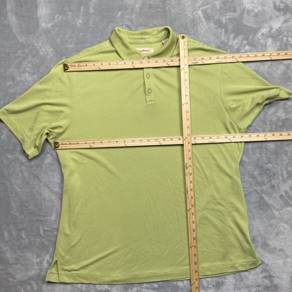 Tommy Bahama Men’s XL Polo Lime Green Striped Short Sleeve Modal Blend - Picture 3 of 7